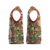 Christmas Dogs Christmas Knitted V-Neck Vest with Santa Hats and Festive Ornament Pattern - Wonder Print Shop