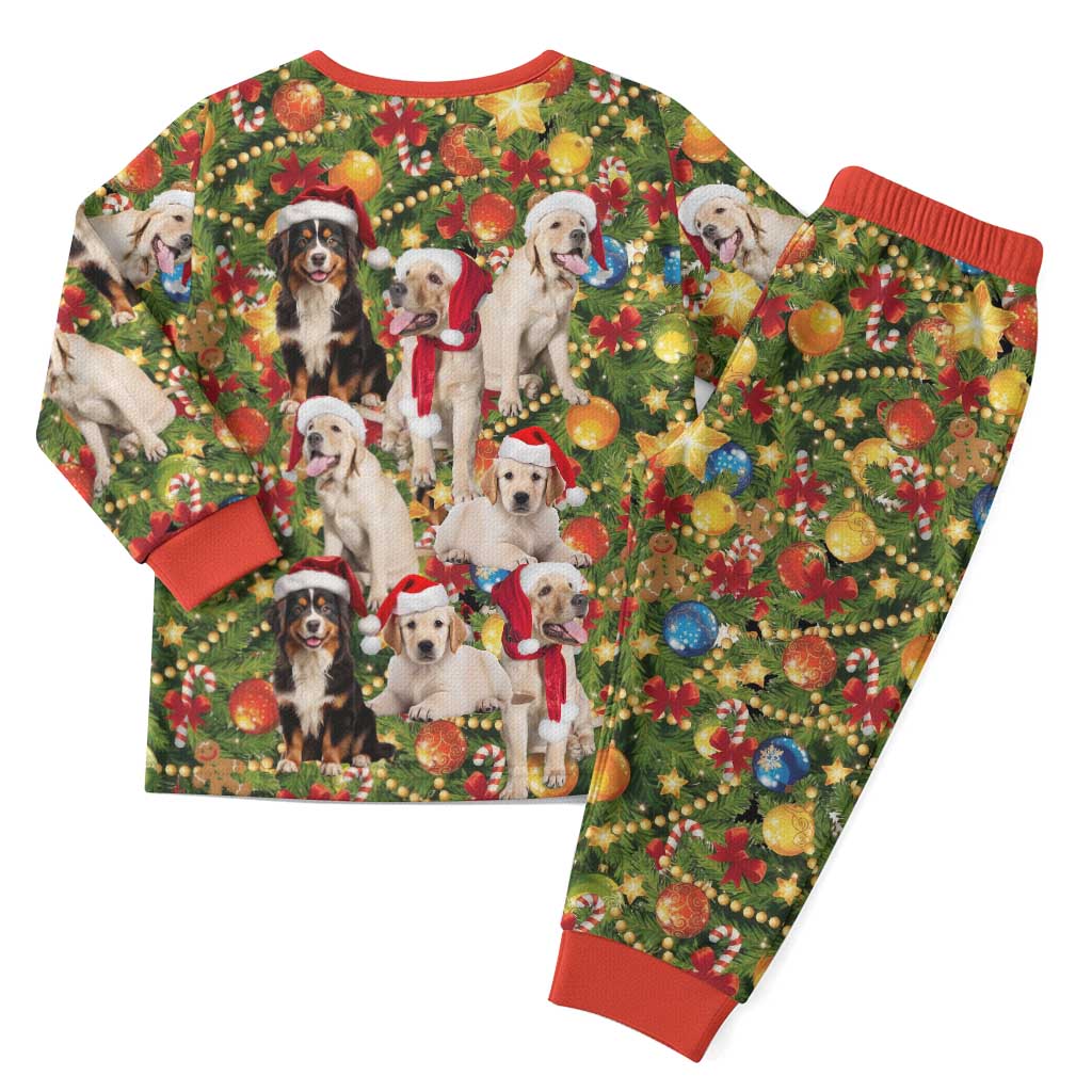 Christmas Dogs Christmas Pajama Set with Santa Hats and Festive Ornament Pattern - Wonder Print Shop
