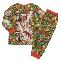 Christmas Dogs Christmas Pajama Set with Santa Hats and Festive Ornament Pattern - Wonder Print Shop