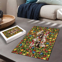 Christmas Dogs Puzzle with Santa Hats and Festive Ornament Pattern - Wonder Print Shop