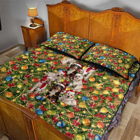 Christmas Dogs Quilt Bed Set with Santa Hats and Festive Ornament Pattern - Wonder Print Shop