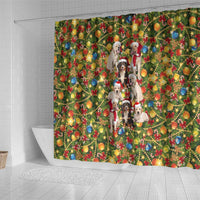 Christmas Dogs Shower Curtain with Santa Hats and Festive Ornament Pattern - Wonder Print Shop