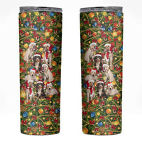 Christmas Dogs Skinny Tumbler with Santa Hats and Festive Ornament Pattern - Wonder Print Shop