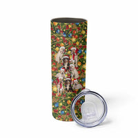 Christmas Dogs Skinny Tumbler with Santa Hats and Festive Ornament Pattern - Wonder Print Shop