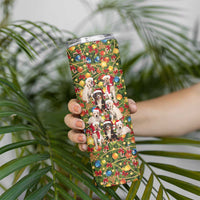 Christmas Dogs Skinny Tumbler with Santa Hats and Festive Ornament Pattern - Wonder Print Shop
