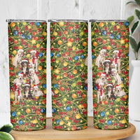 Christmas Dogs Skinny Tumbler with Santa Hats and Festive Ornament Pattern - Wonder Print Shop
