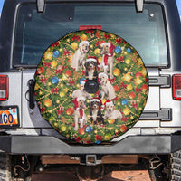 Christmas Dogs Spare Tire Cover with Santa Hats and Festive Ornament Pattern - Wonder Print Shop