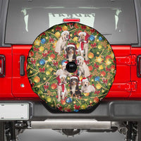 Christmas Dogs Spare Tire Cover with Santa Hats and Festive Ornament Pattern - Wonder Print Shop