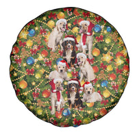 Christmas Dogs Spare Tire Cover with Santa Hats and Festive Ornament Pattern - Wonder Print Shop