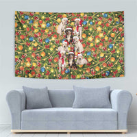 Christmas Dogs Tapestry with Santa Hats and Festive Ornament Pattern - Wonder Print Shop