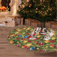 Christmas Dogs Tree Skirt with Santa Hats and Festive Ornament Pattern - Wonder Print Shop