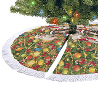 Christmas Dogs Tree Skirt with Santa Hats and Festive Ornament Pattern - Wonder Print Shop