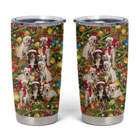 Christmas Dogs Tumbler Cup with Santa Hats and Festive Ornament Pattern - Wonder Print Shop