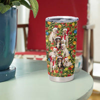 Christmas Dogs Tumbler Cup with Santa Hats and Festive Ornament Pattern - Wonder Print Shop