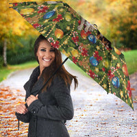 Christmas Dogs Umbrella with Santa Hats and Festive Ornament Pattern - Wonder Print Shop