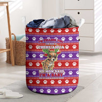 Chihuahua Christmas Laundry Basket with I’m Not a Chihuahua I’m a Baby Quote and Red Purple Christmas Pattern - Wonder Print Shop