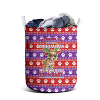 Chihuahua Christmas Laundry Basket with I’m Not a Chihuahua I’m a Baby Quote and Red Purple Christmas Pattern - Wonder Print Shop