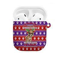 Chihuahua Christmas AirPods Case with I’m Not a Chihuahua I’m a Baby Quote and Red Purple Christmas Pattern - Wonder Print Shop