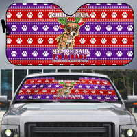 Chihuahua Christmas Auto Sun Shade with I’m Not a Chihuahua I’m a Baby Quote and Red Purple Christmas Pattern - Wonder Print Shop
