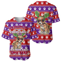 Chihuahua Christmas Baseball Jersey with I’m Not a Chihuahua I’m a Baby Quote and Red Purple Christmas Pattern - Wonder Print Shop