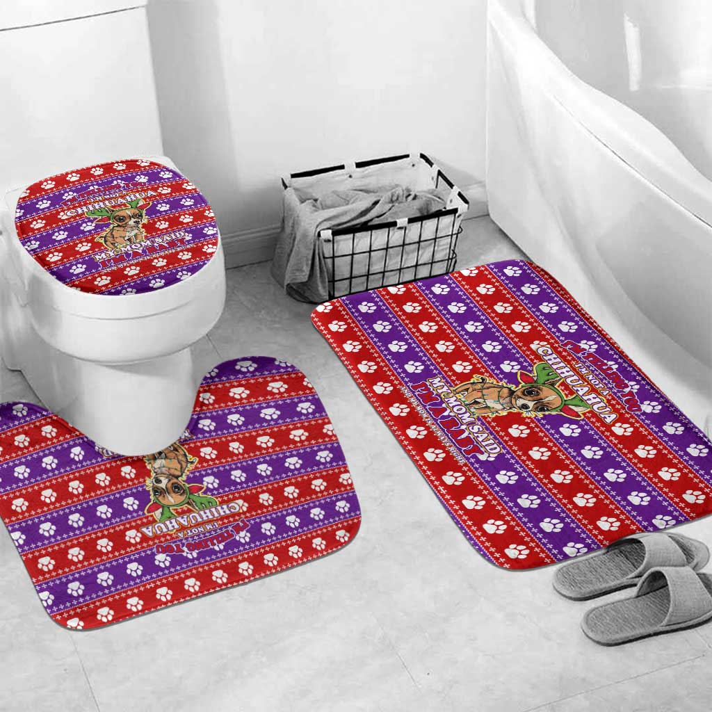 Chihuahua Christmas Bathroom Set with I’m Not a Chihuahua I’m a Baby Quote and Red Purple Christmas Pattern - Wonder Print Shop