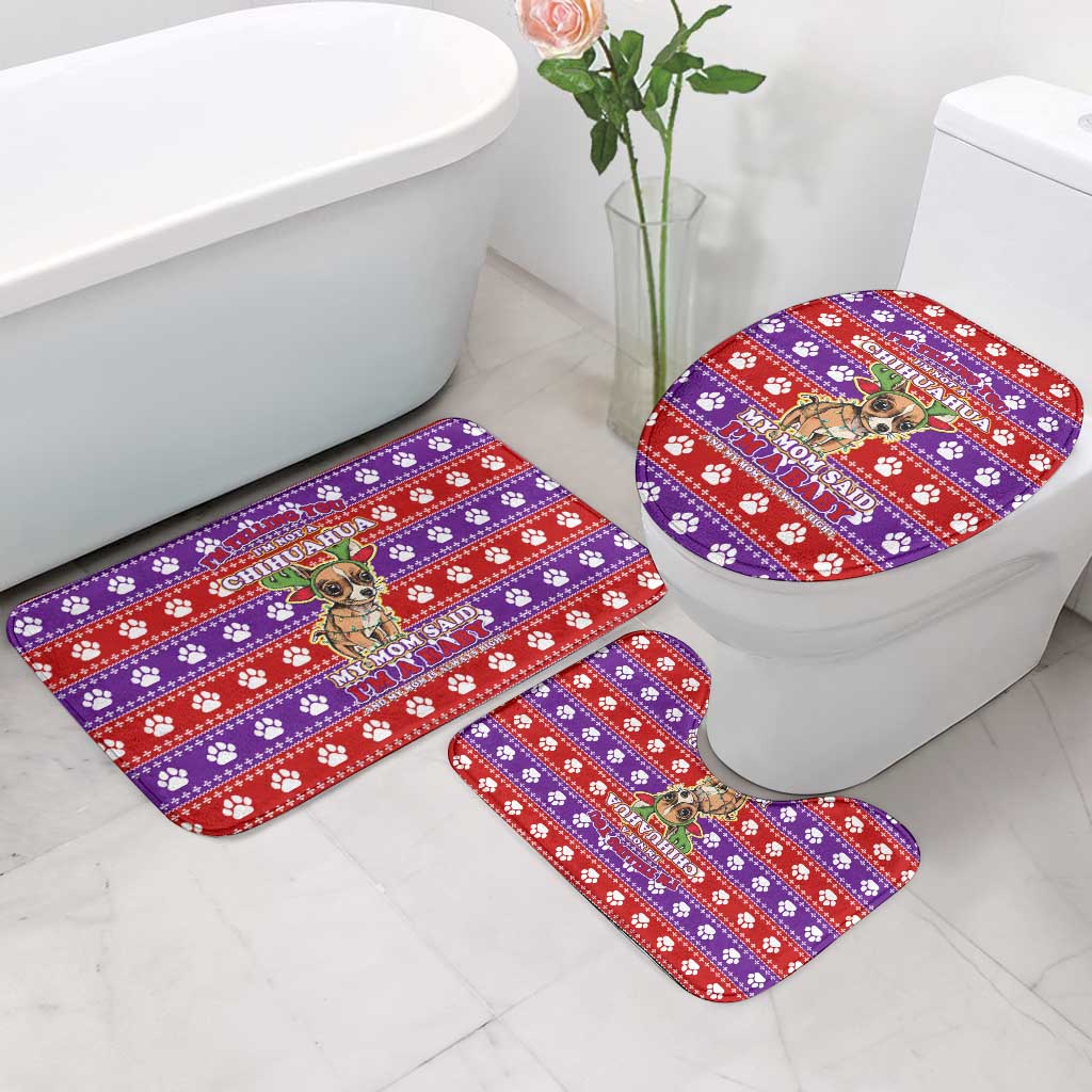 Chihuahua Christmas Bathroom Set with I’m Not a Chihuahua I’m a Baby Quote and Red Purple Christmas Pattern - Wonder Print Shop
