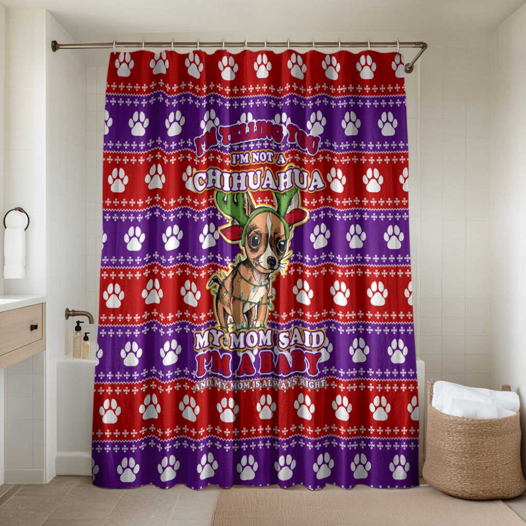 Chihuahua Christmas Bathroom Set with I’m Not a Chihuahua I’m a Baby Quote and Red Purple Christmas Pattern - Wonder Print Shop