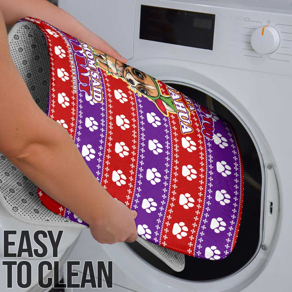 Chihuahua Christmas Bathroom Set with I’m Not a Chihuahua I’m a Baby Quote and Red Purple Christmas Pattern - Wonder Print Shop