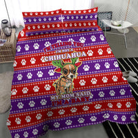Chihuahua Christmas Bedding Set with I’m Not a Chihuahua I’m a Baby Quote and Red Purple Christmas Pattern - Wonder Print Shop