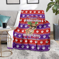 Chihuahua Christmas Blanket with I’m Not a Chihuahua I’m a Baby Quote and Red Purple Christmas Pattern - Wonder Print Shop