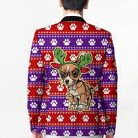 Chihuahua Christmas Blazer with I’m Not a Chihuahua I’m a Baby Quote and Red Purple Christmas Pattern - Wonder Print Shop