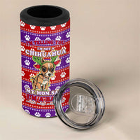Chihuahua Christmas 4 in 1 Can Cooler Tumbler with I’m Not a Chihuahua I’m a Baby Quote and Red Purple Christmas Pattern - Wonder Print Shop