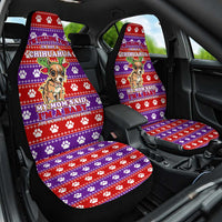 Chihuahua Christmas Car Seat Cover with I’m Not a Chihuahua I’m a Baby Quote and Red Purple Christmas Pattern - Wonder Print Shop
