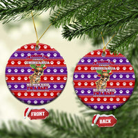 Chihuahua Christmas Ceramic Ornament with I’m Not a Chihuahua I’m a Baby Quote and Red Purple Christmas Pattern - Wonder Print Shop