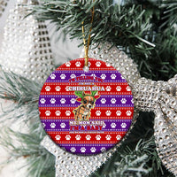 Chihuahua Christmas Ceramic Ornament with I’m Not a Chihuahua I’m a Baby Quote and Red Purple Christmas Pattern - Wonder Print Shop