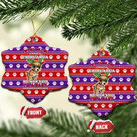 Chihuahua Christmas Ceramic Ornament with I’m Not a Chihuahua I’m a Baby Quote and Red Purple Christmas Pattern - Wonder Print Shop
