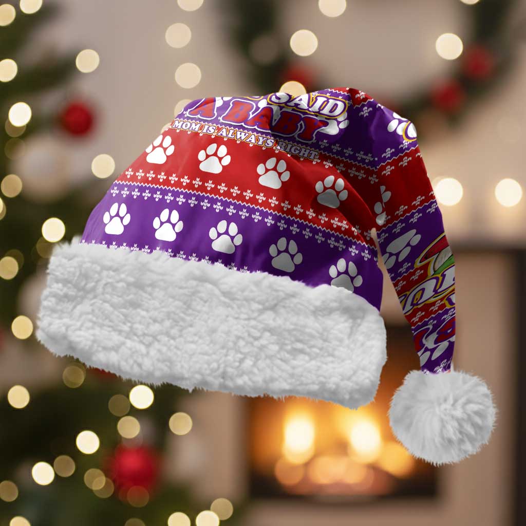 Chihuahua Christmas Santa Hat with I’m Not a Chihuahua I’m a Baby Quote and Red Purple Christmas Pattern - Wonder Print Shop