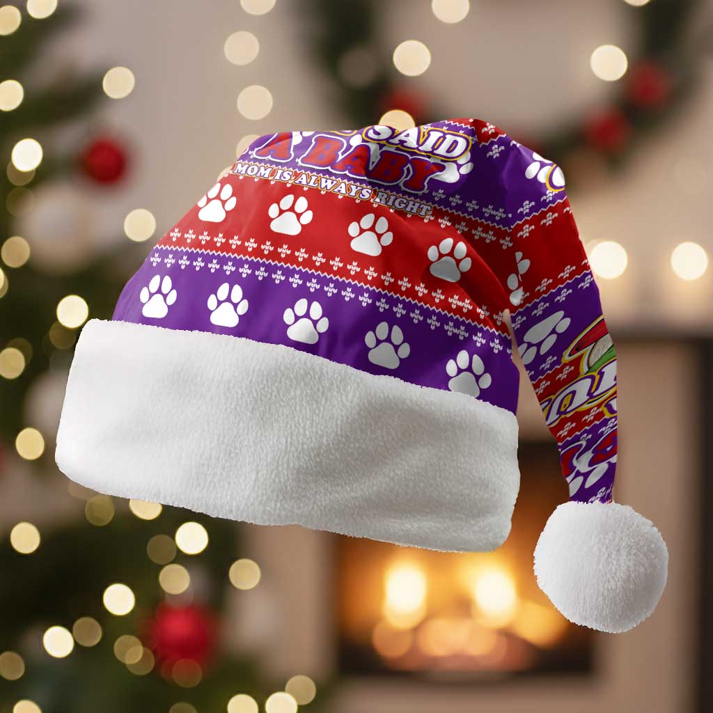 Chihuahua Christmas Santa Hat with I’m Not a Chihuahua I’m a Baby Quote and Red Purple Christmas Pattern - Wonder Print Shop