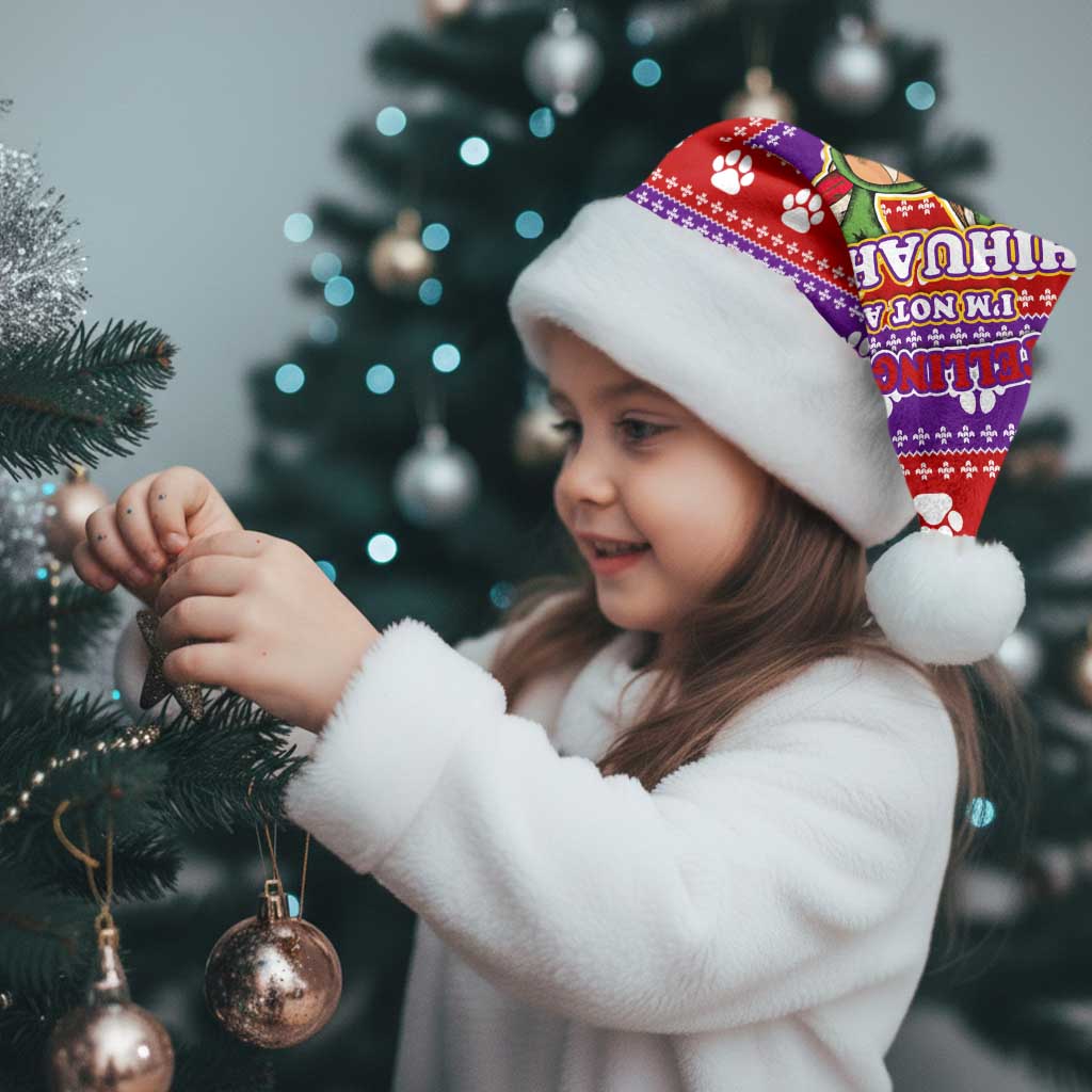 Chihuahua Christmas Santa Hat with I’m Not a Chihuahua I’m a Baby Quote and Red Purple Christmas Pattern - Wonder Print Shop