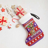 Chihuahua Christmas Stocking with I’m Not a Chihuahua I’m a Baby Quote and Red Purple Christmas Pattern - Wonder Print Shop