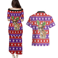 Chihuahua Christmas Couples Matching Puletasi and Hawaiian Shirt with I’m Not a Chihuahua I’m a Baby Quote and Red Purple Christmas Pattern - Wonder Print Shop