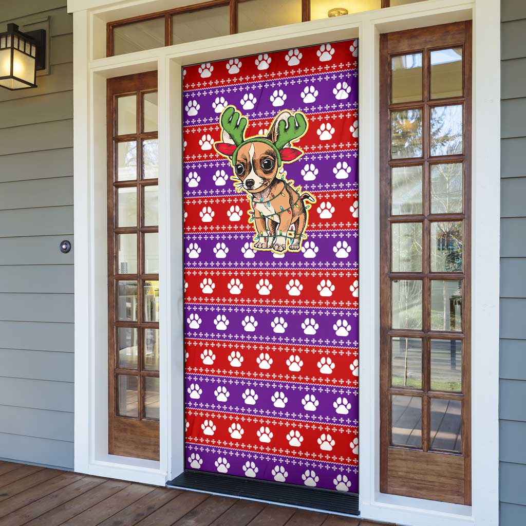 Chihuahua Christmas Door Cover with I’m Not a Chihuahua I’m a Baby Quote and Red Purple Christmas Pattern - Wonder Print Shop