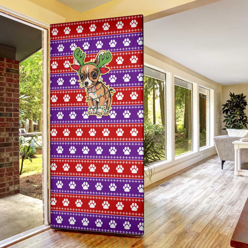 Chihuahua Christmas Door Cover with I’m Not a Chihuahua I’m a Baby Quote and Red Purple Christmas Pattern - Wonder Print Shop