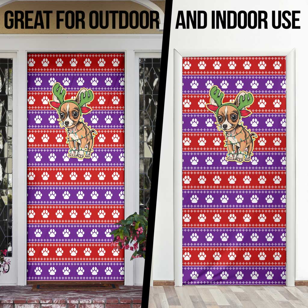 Chihuahua Christmas Door Cover with I’m Not a Chihuahua I’m a Baby Quote and Red Purple Christmas Pattern - Wonder Print Shop