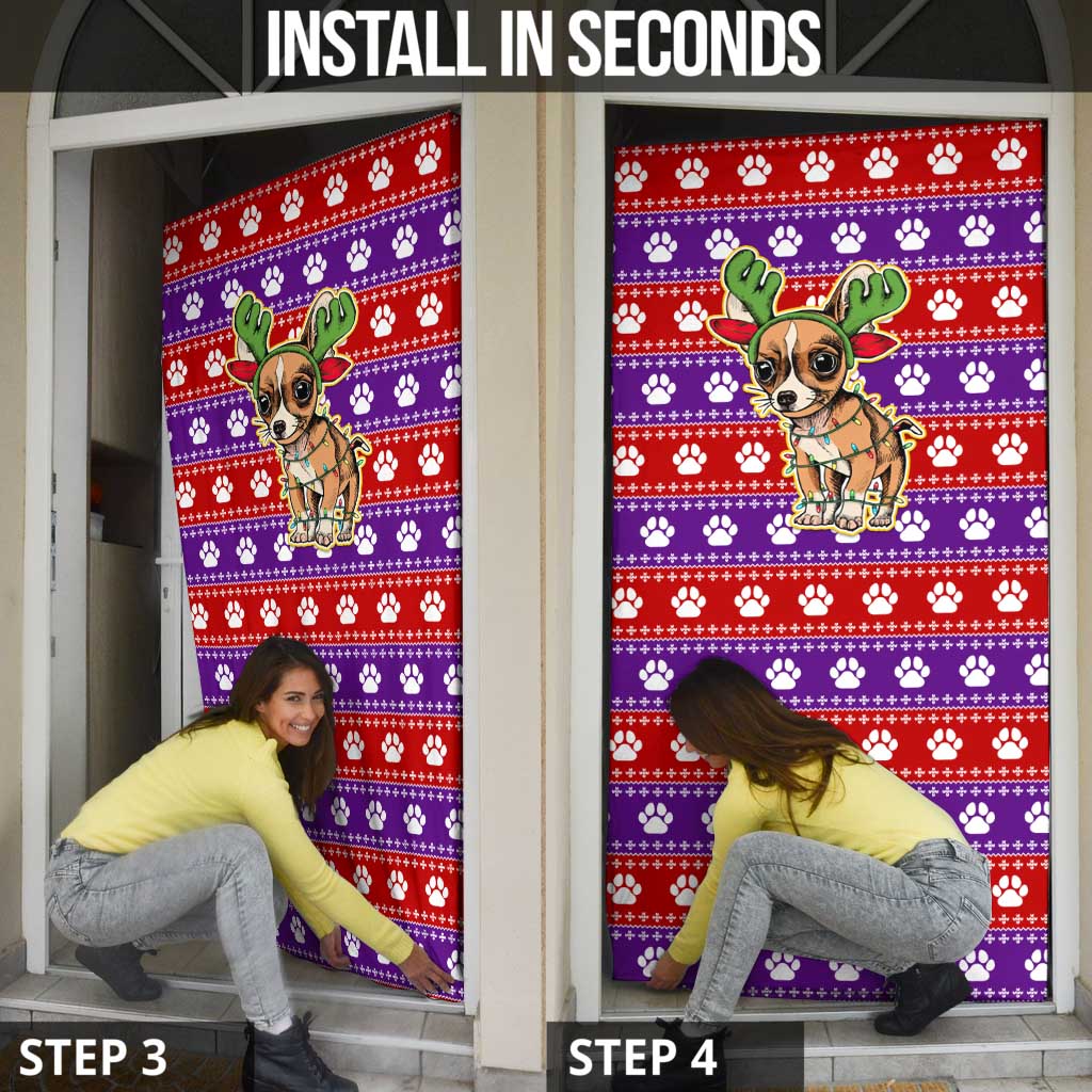 Chihuahua Christmas Door Cover with I’m Not a Chihuahua I’m a Baby Quote and Red Purple Christmas Pattern - Wonder Print Shop