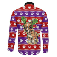 Chihuahua Christmas Family Matching Mermaid Dress and Hawaiian Shirt with I’m Not a Chihuahua I’m a Baby Quote and Red Purple Christmas Pattern - Wonder Print Shop