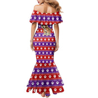 Chihuahua Christmas Family Matching Mermaid Dress and Hawaiian Shirt with I’m Not a Chihuahua I’m a Baby Quote and Red Purple Christmas Pattern - Wonder Print Shop