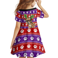 Chihuahua Christmas Family Matching Off The Shoulder Long Sleeve Dress and Hawaiian Shirt with I’m Not a Chihuahua I’m a Baby Quote and Red Purple Christmas Pattern - Wonder Print Shop