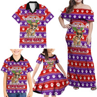 Chihuahua Christmas Family Matching Off Shoulder Maxi Dress and Hawaiian Shirt with I’m Not a Chihuahua I’m a Baby Quote and Red Purple Christmas Pattern - Wonder Print Shop