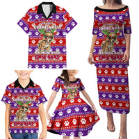 Chihuahua Christmas Family Matching Puletasi and Hawaiian Shirt with I’m Not a Chihuahua I’m a Baby Quote and Red Purple Christmas Pattern - Wonder Print Shop